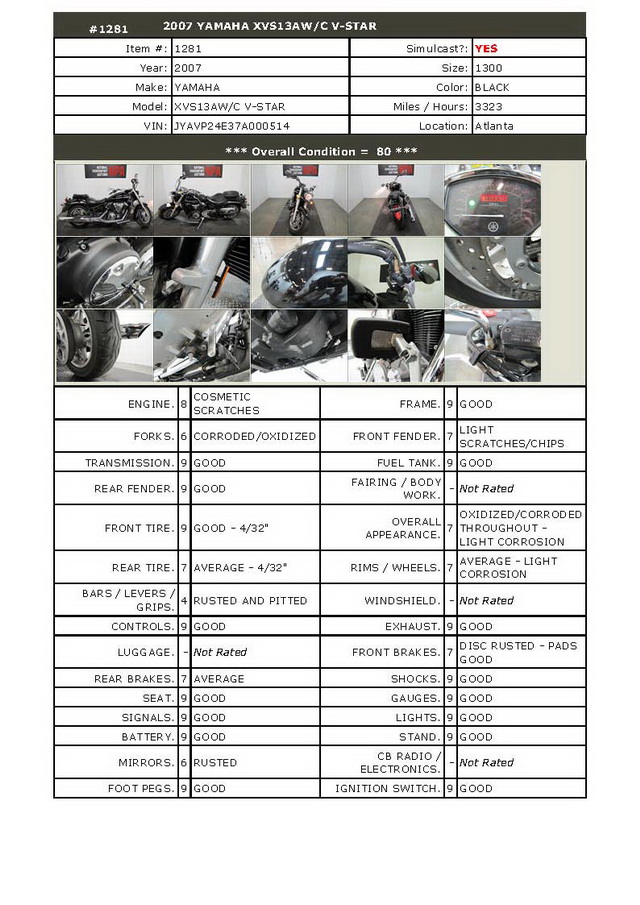 Купить мотоцикл Yamaha XVS1300A V-Star 2007 фото 1